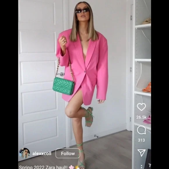 ZARA Oversized Blazer Pink Size Xs, Small - Picture 10 of 16